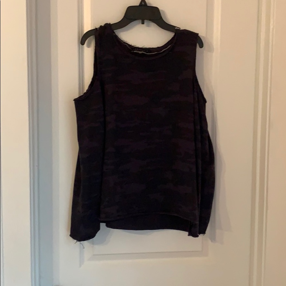 navy camo open shoulder top!